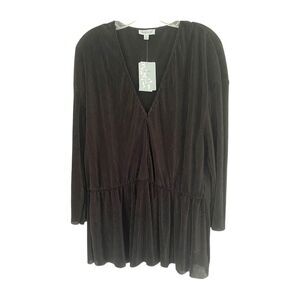 Floral & Ivy Black V Neck Long Sleeve Tunic Sz XL